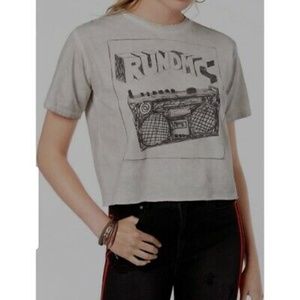 Run DMC Boombox Crop Raw Hem Graphic Tee